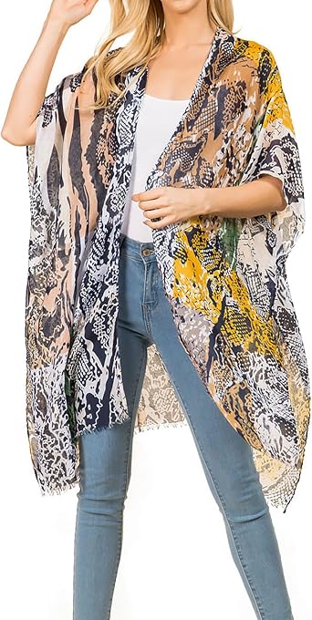 Scarfands Lightweight Open Front Kimono Cardigan Cover Ups For Women
