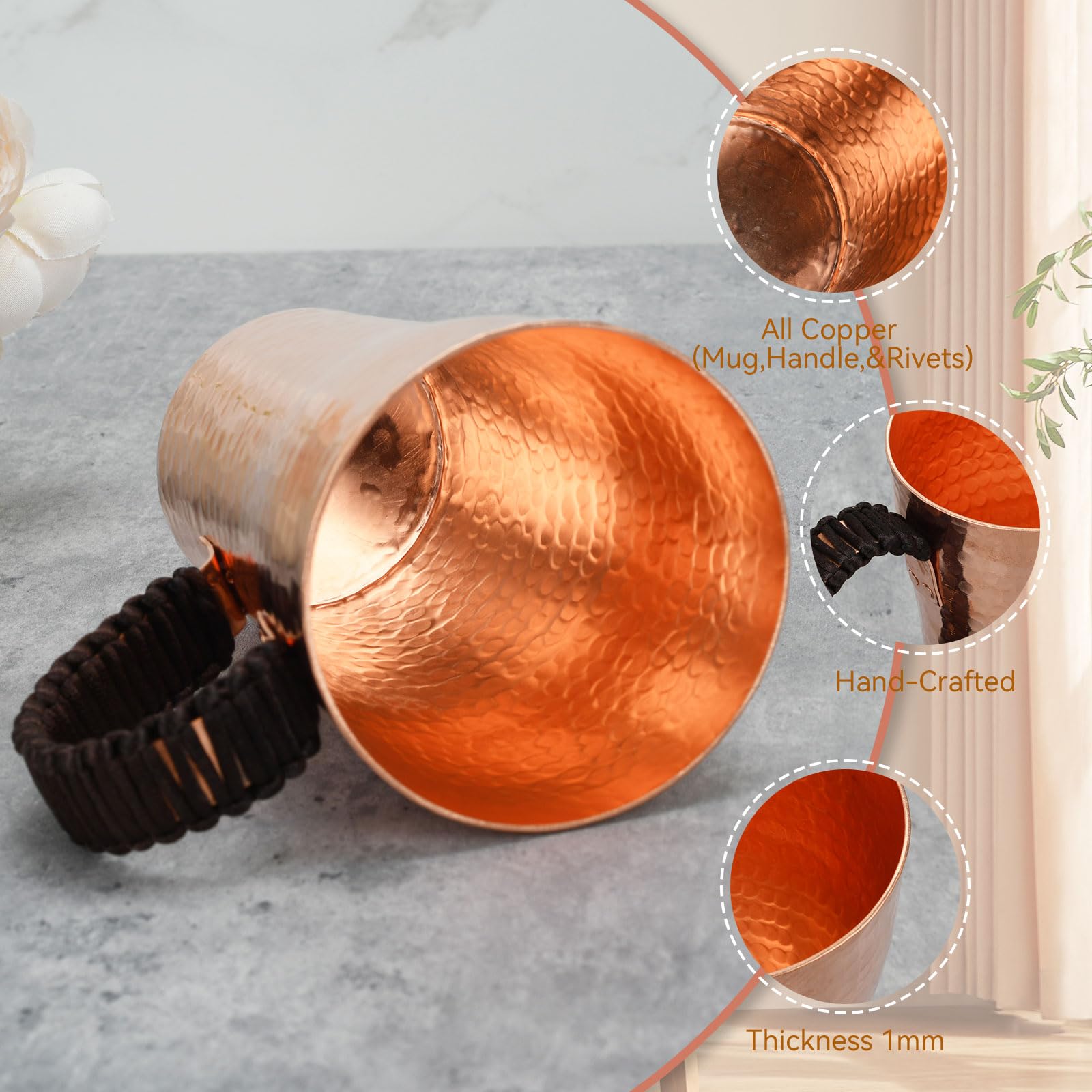 Acopa Alchemy 18 Oz. Hammered Copper Moscow Mule Mug - 12/Pack