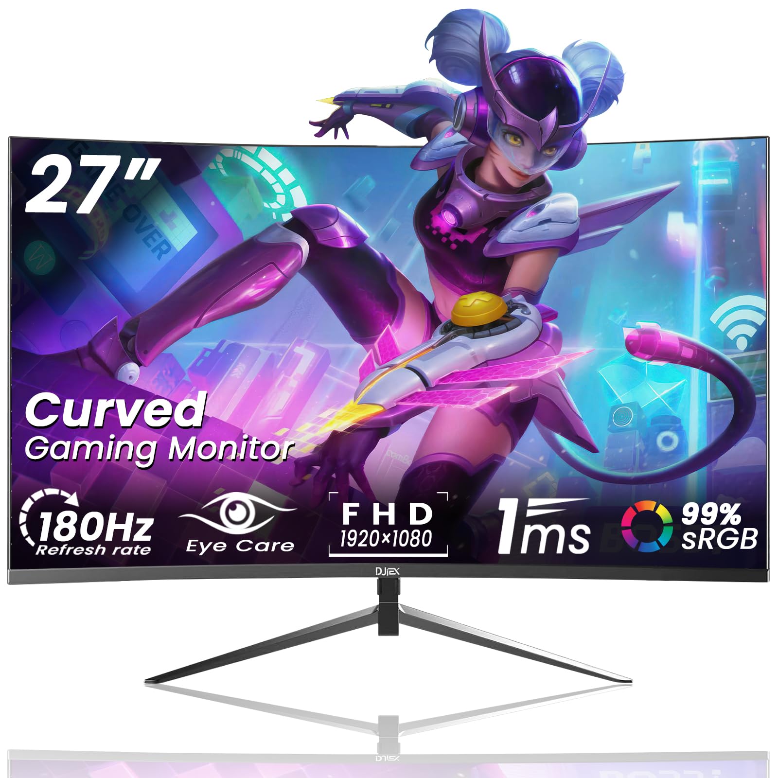 27" FHD Monitor, Curved, 1920 x 1080p, 180Hz, 1800R Screen, 99% sRGB Support DP HDMI Home Office Game Monitor Sync Visual Experience, Support Wall Mounted Installation-image-30