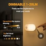 Lyridz Rechargeable Motion Sensor Night Light, [4 Pack] Magnetic Stick On Veilleuse, Up to 180 Days Battery Life, 1-20LM Side-Touch Dimmable 2700K Warm White for Bedroom, Stairs, Hallway