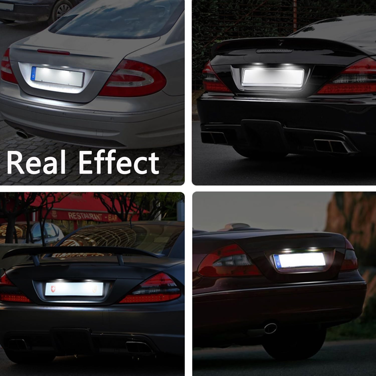 2 x oświetlenie tablicy rejestracyjnej, bez błędu, 6000 K, kompatybilne z Benz C W203 CLK W209 A209 C209 SL R230. Zastąp OEM # A2308200166 A2308200256