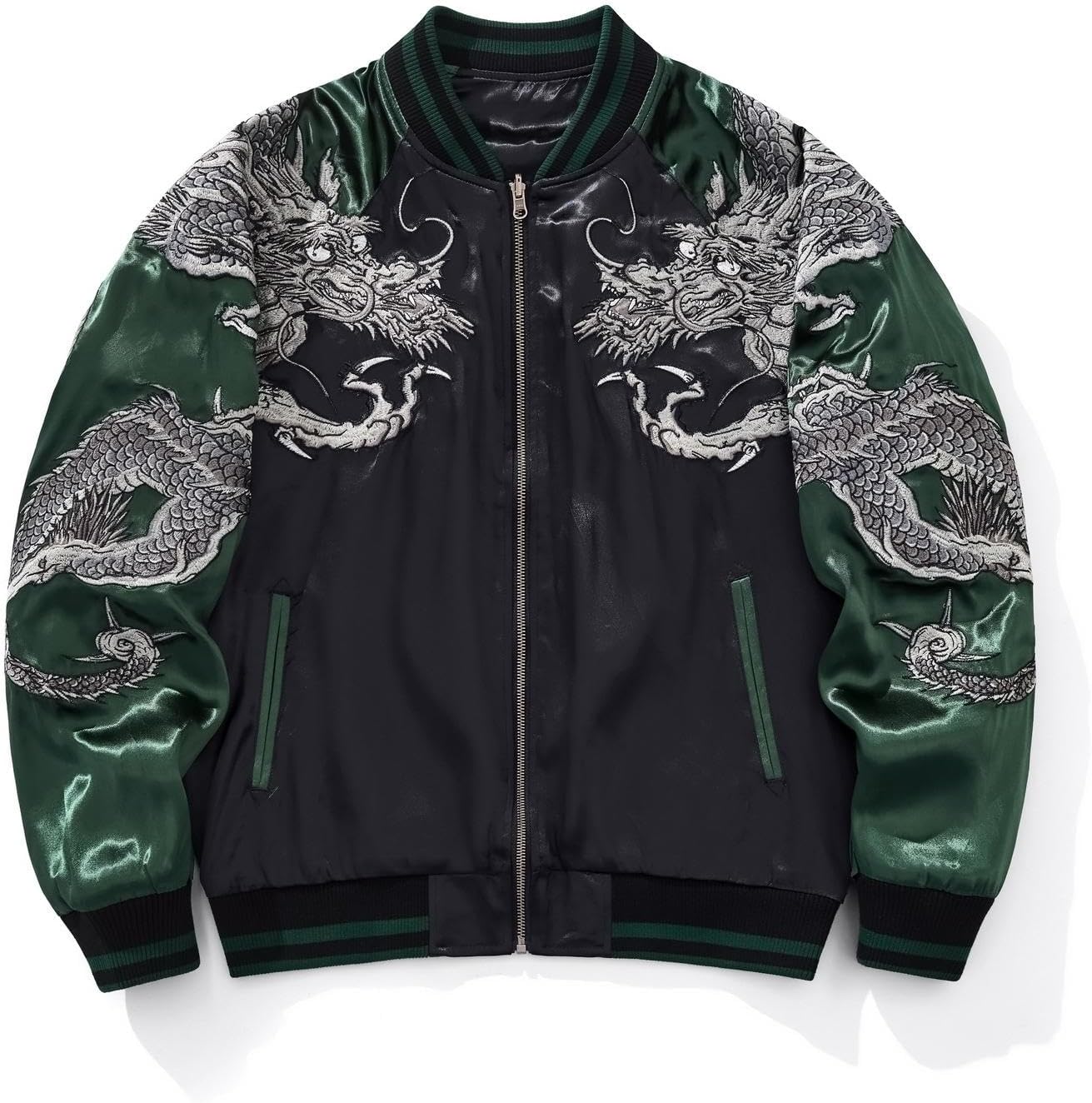 Vintage Dragon Embroidered Bomber Jacket Japanese Streetwear Classic Oriental Windbreaker Coat for Men Women - Image 2