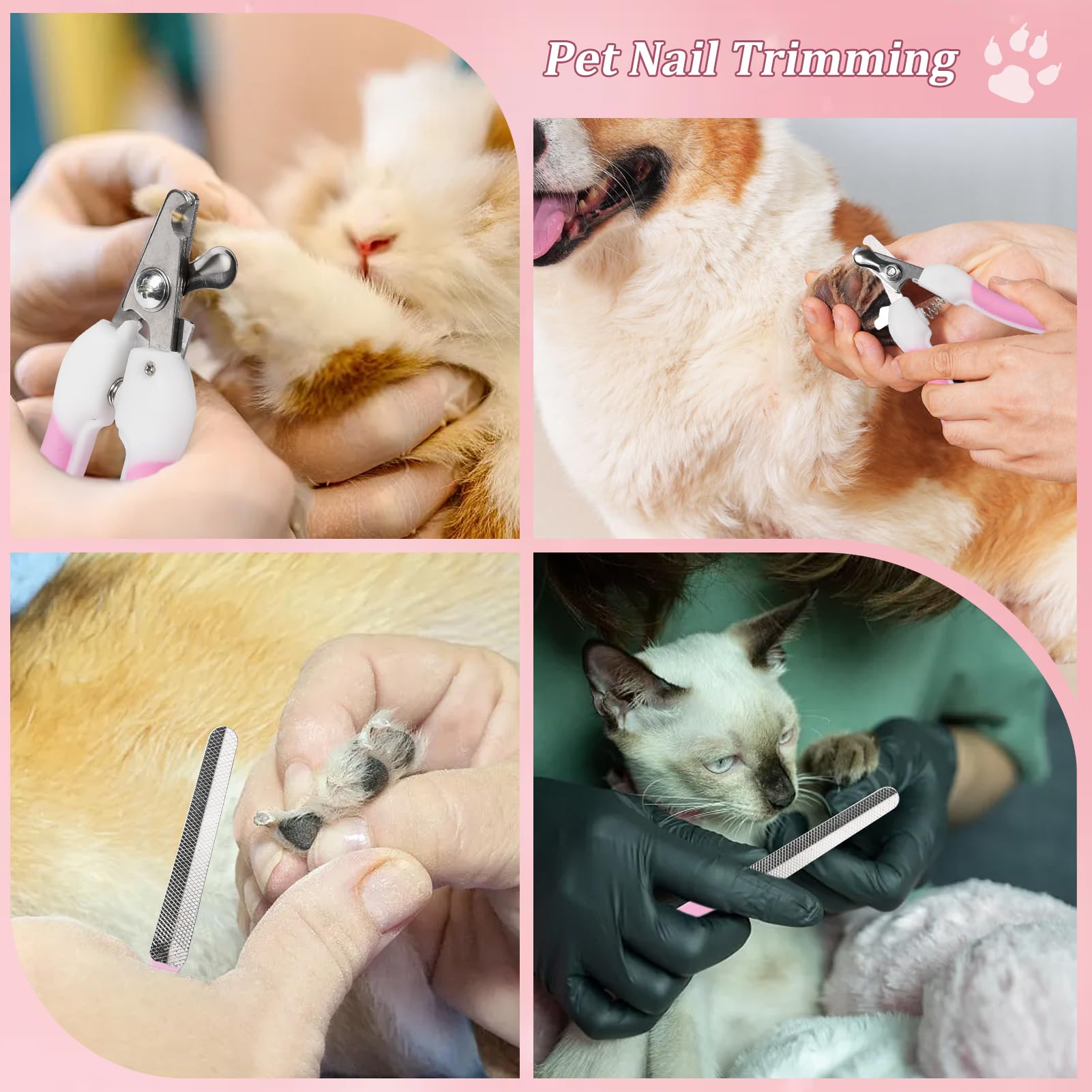 8 Pièces Kit de Toilettage pour Lapin avec Coupe-ongles,Lime,Peigne à Puces,Gant de Bain,Brosse pour la Perte de Poils,Peignes pour Animaux de Compagnie, Kit de Toilettage pour Petits Animaux