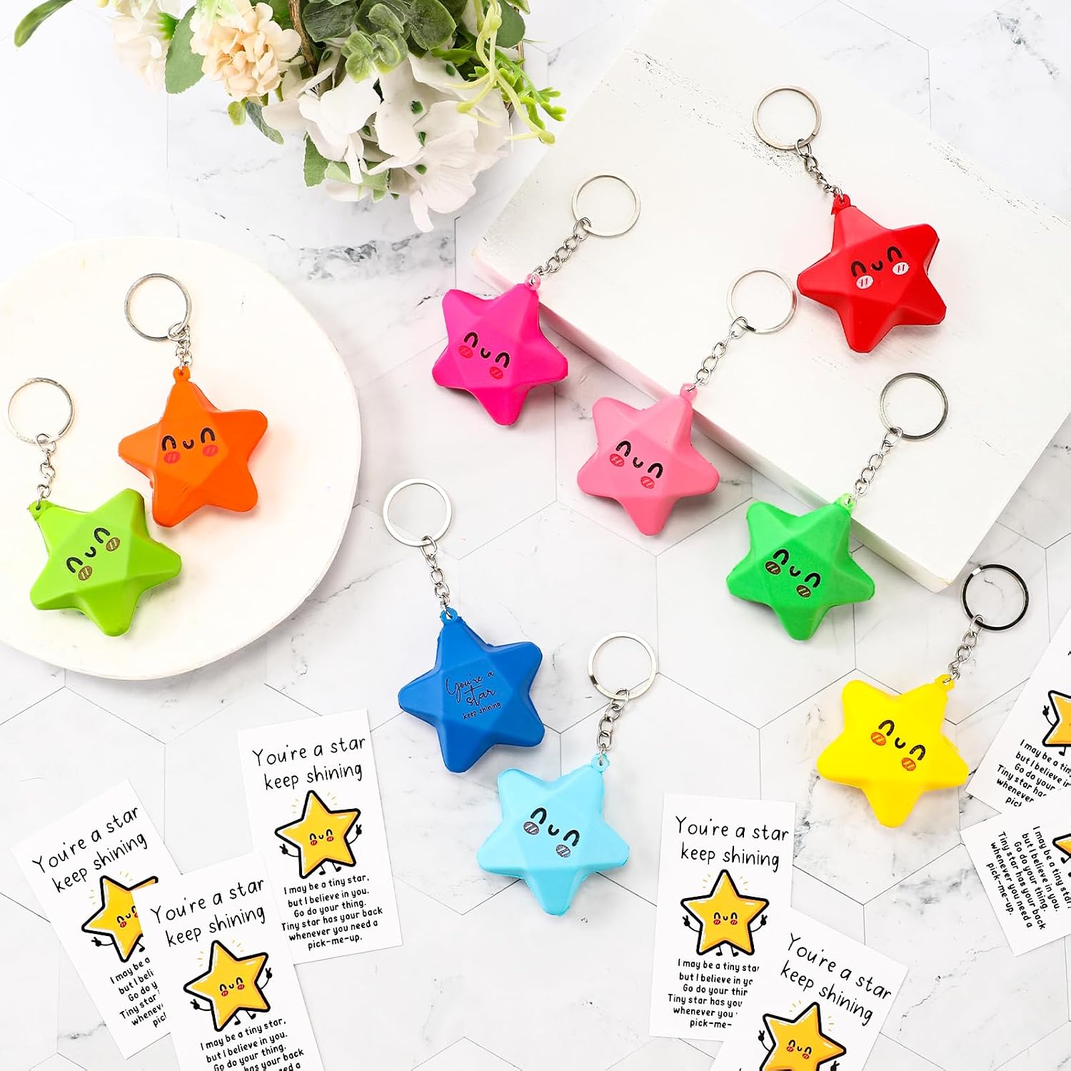 Wavwavw 18 Set Star Keychain Inspirational Gifts Bulk, Multicolor image 4