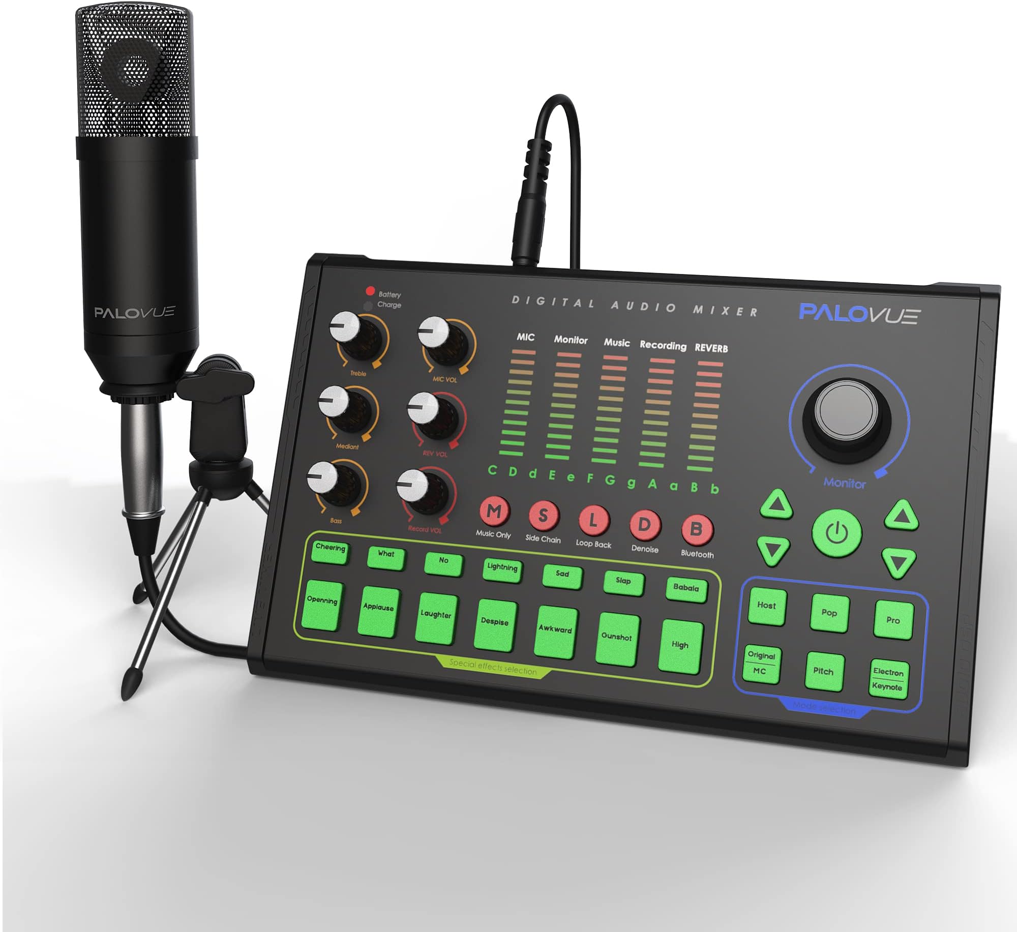 PALOVUE Audio Interface Portable DJ Mixer with 3.5mm Microphone, DSP Chip Digital Sound Card with Multi Sound Effects Mixing Board Equipment for Phone PC Recording Live-streaming, iLiving