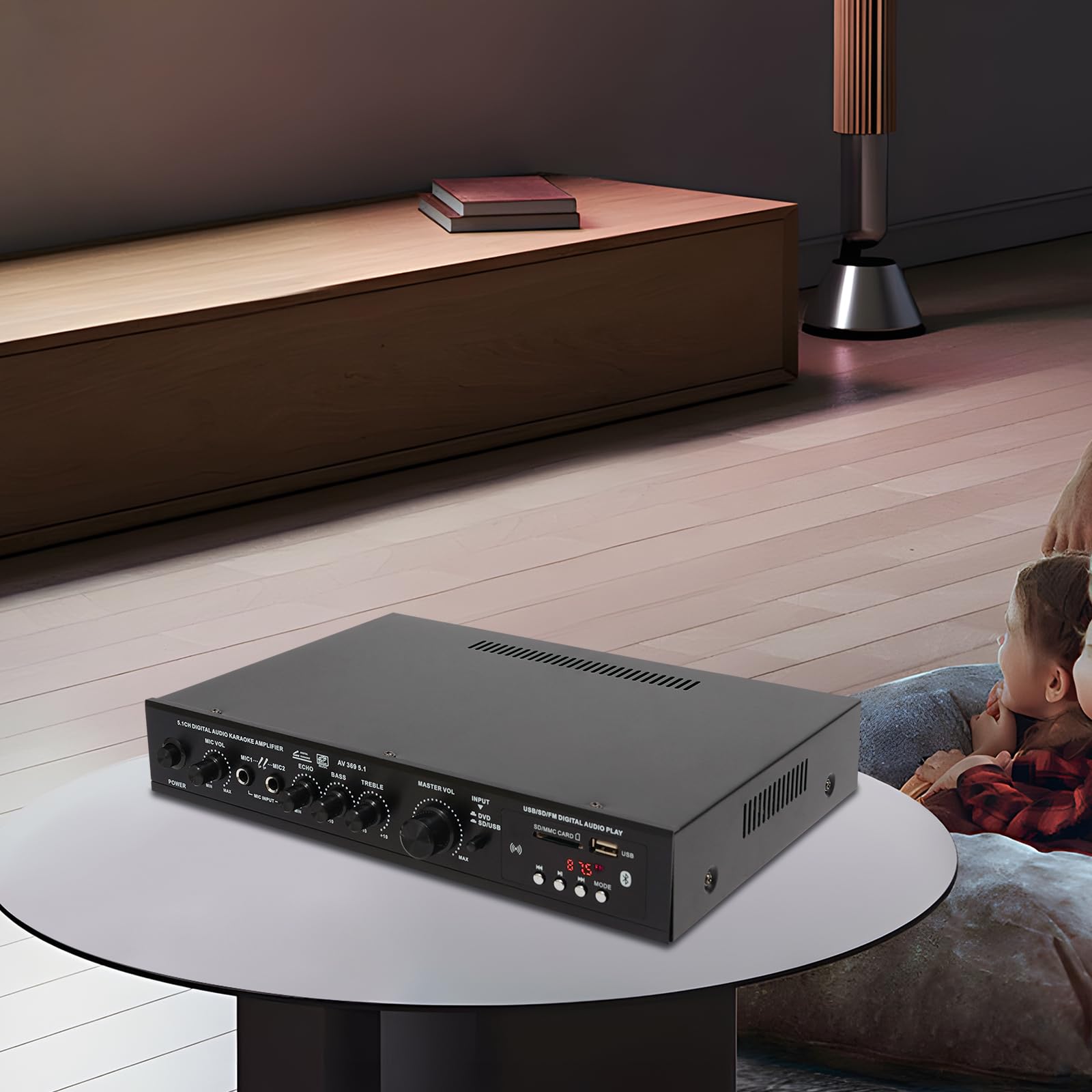 Wzmacniacz stereo HiFi 300 W, Bluetooth, cyfrowy wzmacniacz audio z pilotem zdalnego sterowania SD/USB, do karaoke, kina domowego