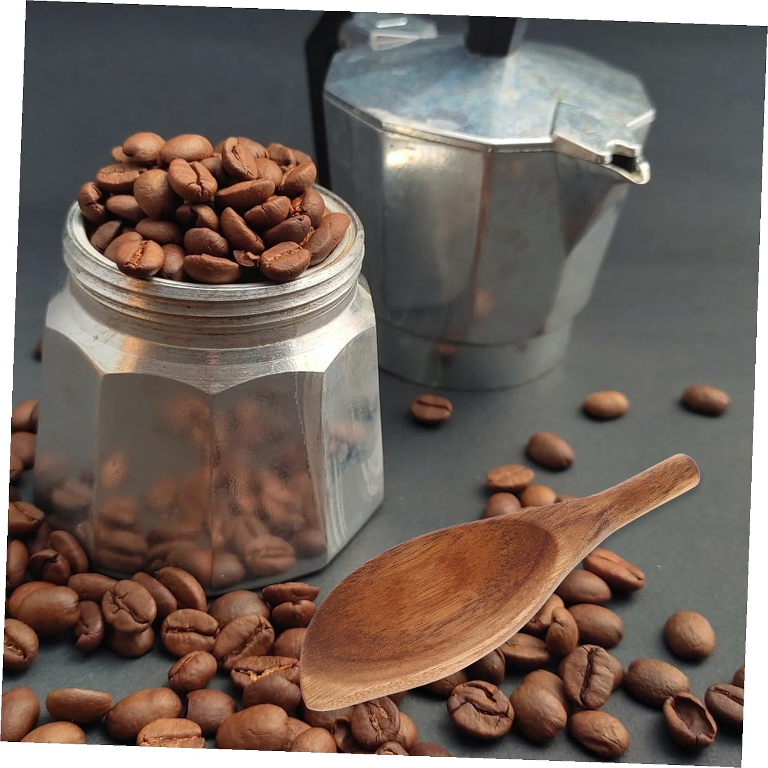 Healifty Wooden Handle Coffee Bean Scoop Ergonomic One Design Tea Shovel Spoon for Measuring Coffee Powder for Travel Camping and Home Kitchen Use image 4