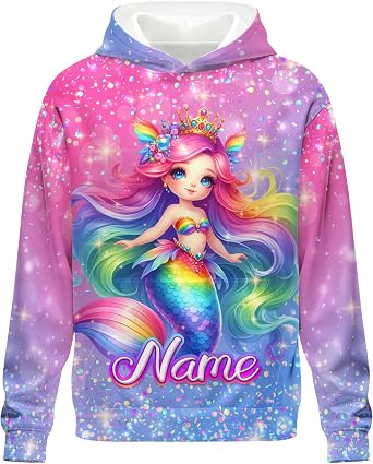 Hoodies for Girls Personalized Sweatshirt with Name, Custom Girls Pullover Hoodie Gifts for Kids Teens Youth