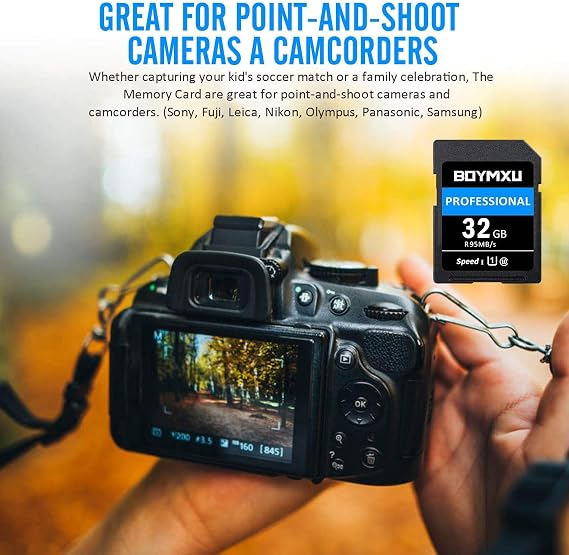 32GB Memory Card, BOYMXU Professional 1000 x Class 10 UHS-I U3 Card Compatible Computer Cameras and Camcorders, 32gb Card Up to 95MB/s, Blue/Black