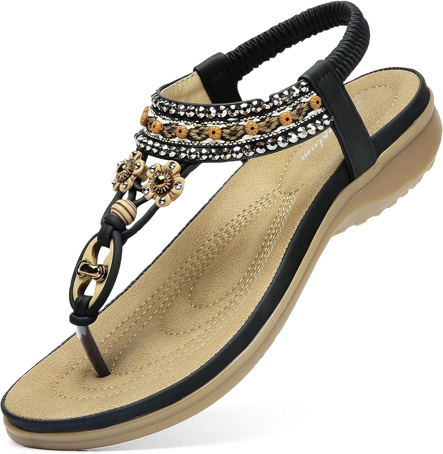 Littleplum Womens Sandals Arch Support Summer Beach Sandals Comfort Walking Shoes Bohemian Flip Flops Sandals for Women