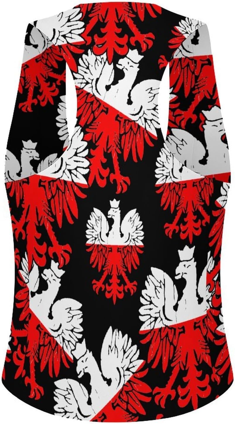Poland Flag Polish Ea-gles Women's Suit Vest V Neck Button Down Waistcoat Jacket Business Casual Tops