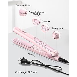 Wavytalk Mini Portable Flat Iron, 0.7 Inch Dual Voltage Hair Straightener - Small Flat Irons for Short Hair, Curls Bangs, Worldwide Use for Travel, Pink