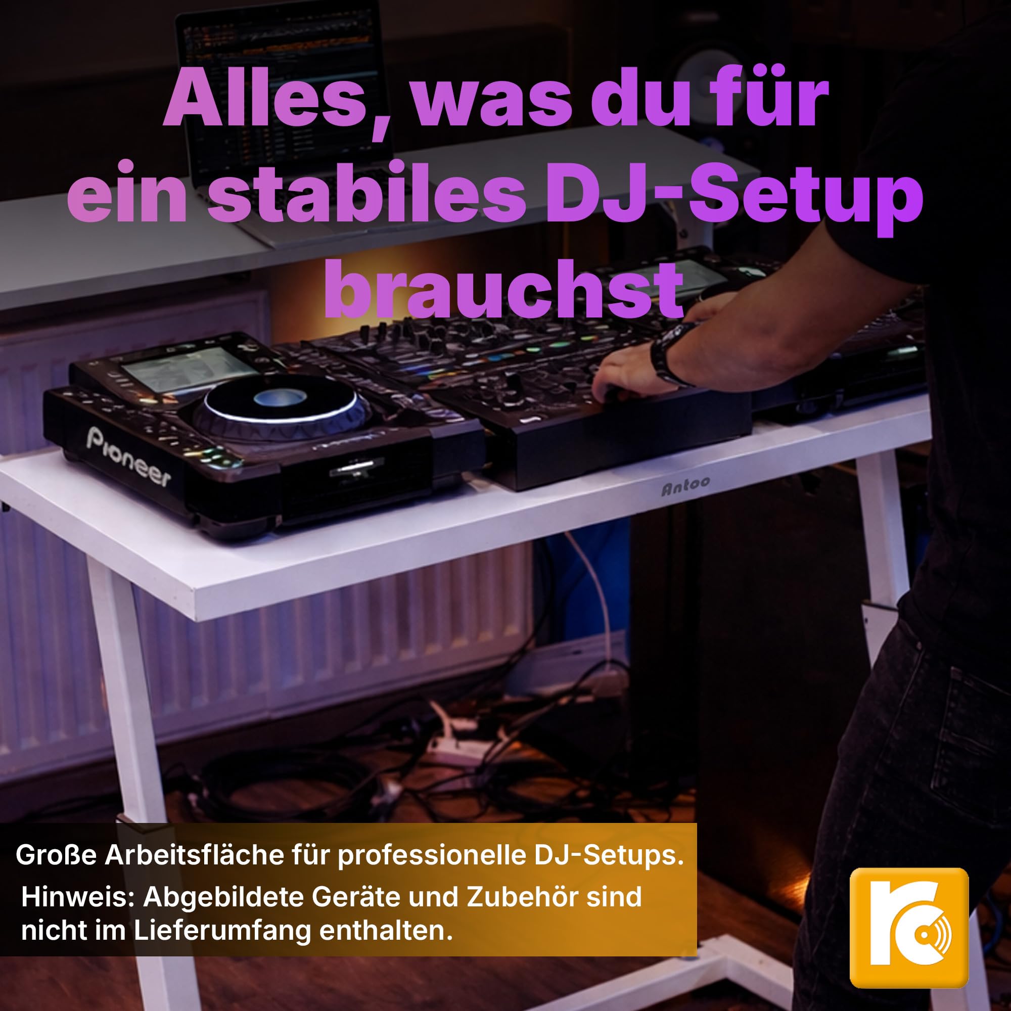 Antoc DJ-Stand DJS-44 - White - DJ Pult mit großer Laptopablage