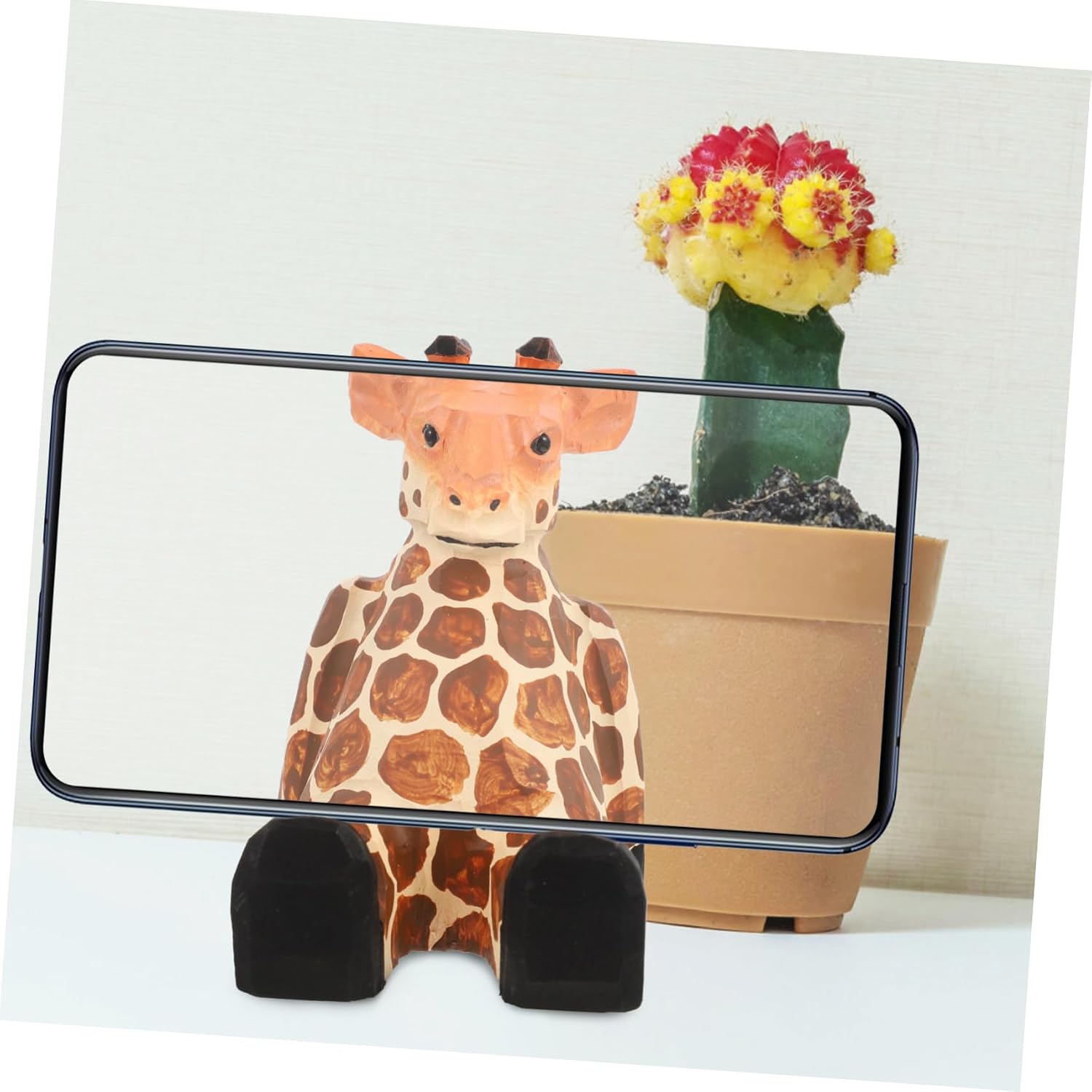 Giraffe Shaped Wooden Smartphone Stand for Home Office Desk Use image 5