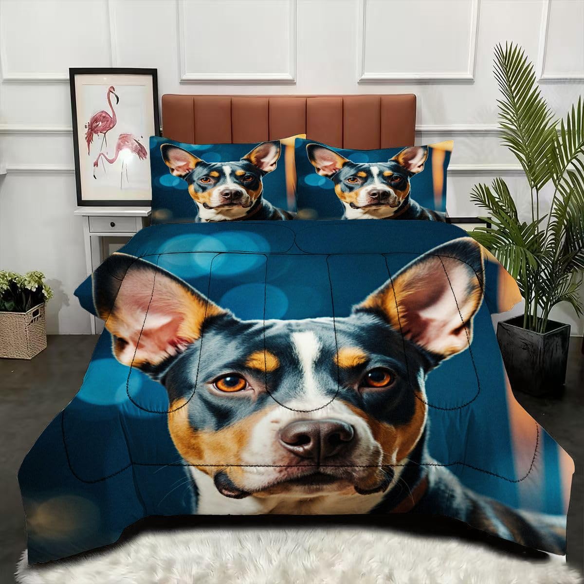 Couette imprimée chien parure de lit chaleureuse pour passionnés