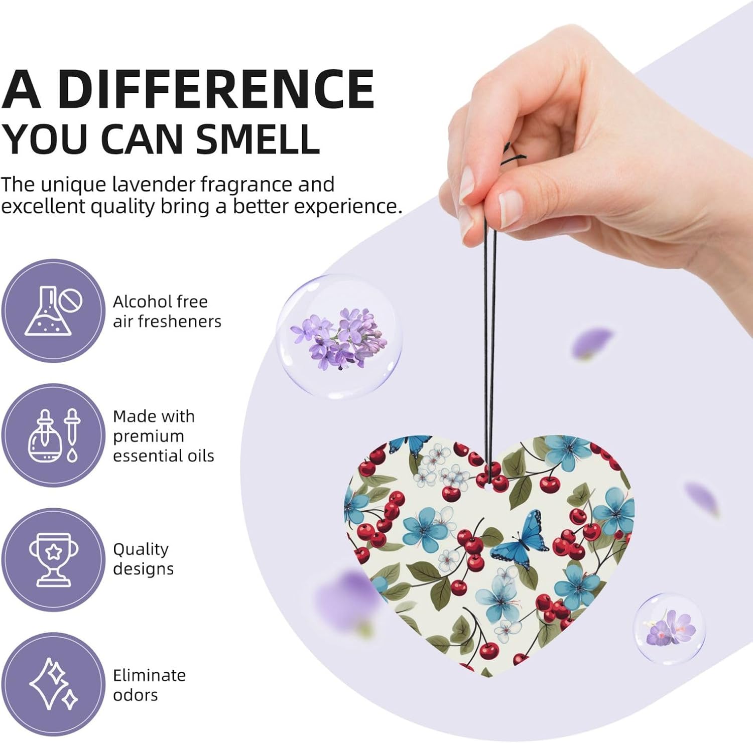 6 Pcs Car Air Fresheners Personalized Cherry And Blue Butterfly Pattern Aromatherapy Tablets Hanging Fragrance Scented Cards Funny Incense Chips For Rearview Mirror Accessories image 5