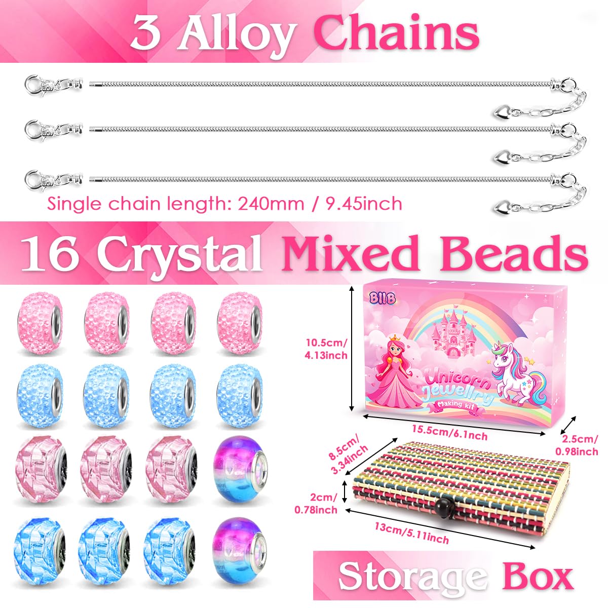 BIIB Kit Braccialetti Fai Da Te Bambina, Giochi Bambina 5-12 Anni Femmina, Regalo Bambina 5 6 7 8 9 10 Anni, Idee Regalo Natale Originali, Crea Braccialetti Bambina, Regalo Compleanno