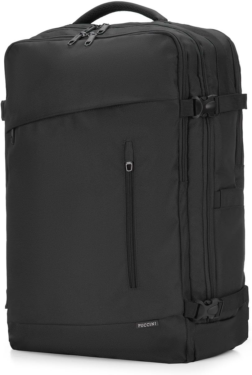 PUCCINI Easy Pack Hand Luggage Backpack for Ryanair Travel Backpack Under Seat Cabin Bag Aeroplane Travel Bag for Men and Women Multifunctional Backpack, black, XL - 55x37x20 cm (40,7 L), XL - 55 x 37