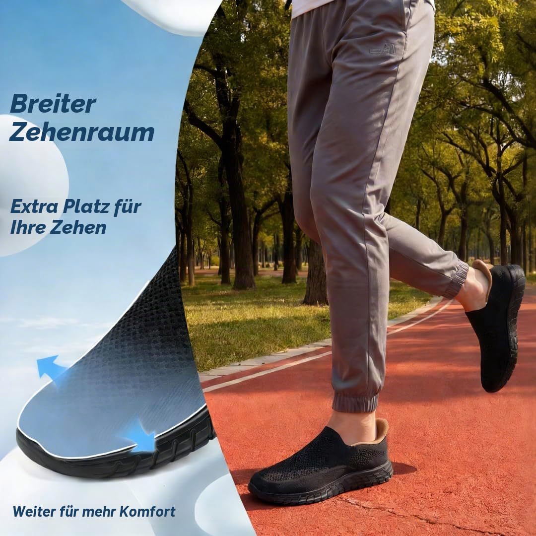 ODCKOI Slip On Sneaker Herren Fußgewölbestütze Orthopädische Schuhe | Leichte atmungsaktive Meshschuhe Mit Zehenbox Nullabsatz Sohlen Walkingschuhe für Alltag, Arbeit, Büro und langes Stehen