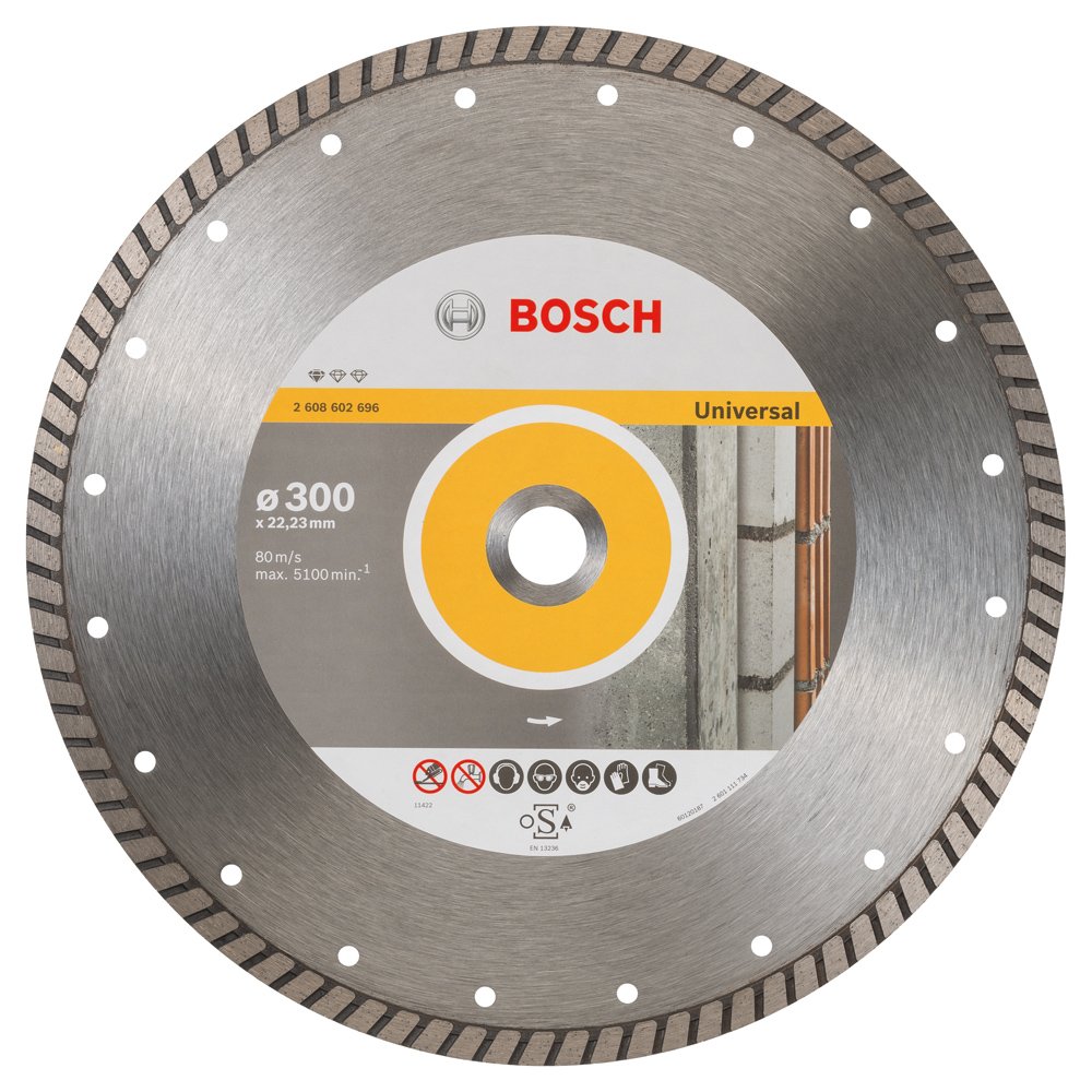 BOSCH, 2608602696, Diamante disco di taglio standard per la Universal Turbo, 300 x 22.23 x 3 x 10 mm