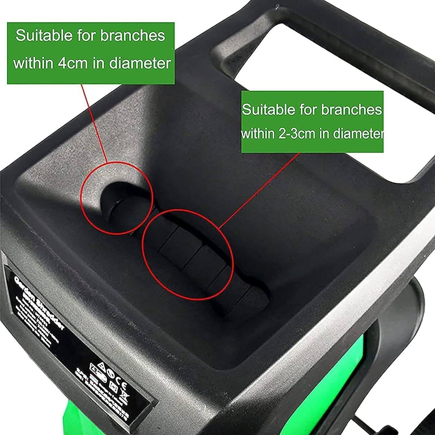 Trituradora eléctrica de jardín y trituradora de madera con bolsa de recogida de 50 L, potente trituradora de hojas, capacidad de corte de 40 mm, protección contra sobrecarga para césped y jardín