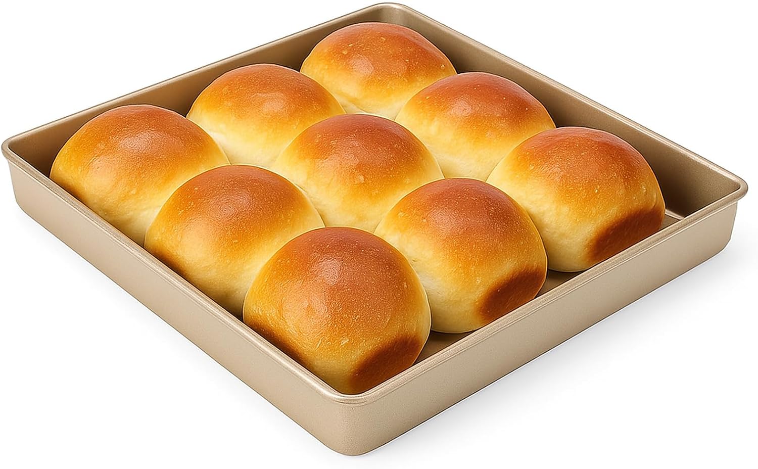 Baking Sheet Pan 11.2 x 11.2/9.6 x 8.2 Inch Non Stick Carbon Steel Kitchen Baking Tray, Gold Oven Bake Trays for Puff Pastry Cupcakes(28x28cm)