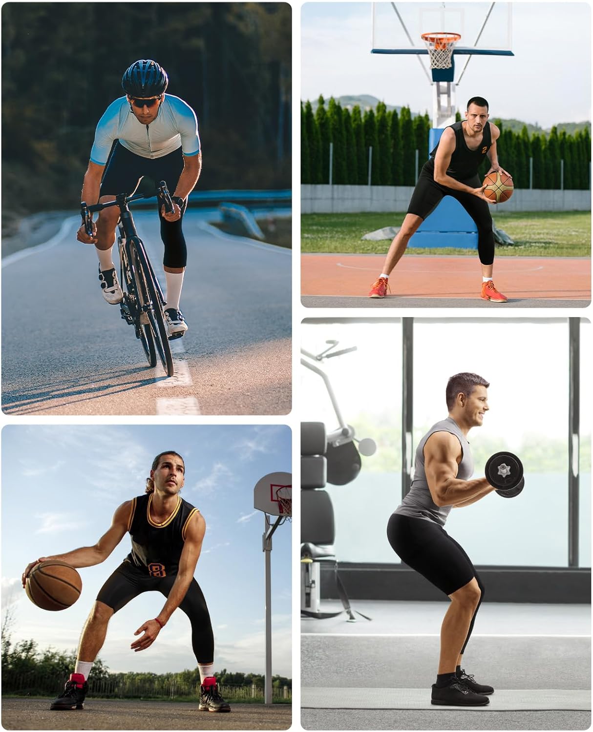 Niksa 1/2 Pack Men's Compression Pants, 3/4 One Leg Compression Tights Men Basketball Leg Sleeve Athletic Base Layer Leggings - Image 7