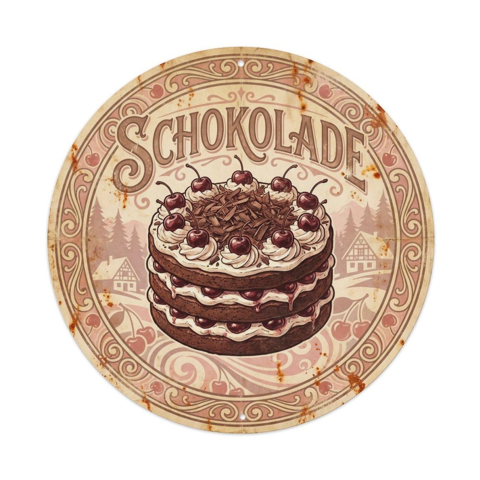 Olyhtr 8X8inch Classic Style Chocolate Food Culture German Candy Shop Classic Diner Metal Tin Sign