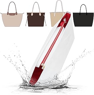 Doxo Purse Organizer Insert,Tote Bag Insert for Lv Neverfull MM,Longchamp Le-pliage L and More,Ultra Lightweight Bag Organizer Insert with Cover(Large,White-red)