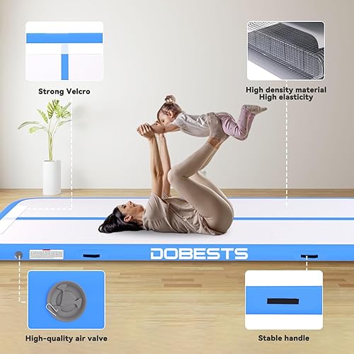 Miniatura 3 de DOBESTS Colchoneta de Gimnasia Inflable Pista de Volteretas Colchoneta de Tumbling 6.6ft10ft13ft16ft20ft, para Uso Doméstico Entrenamiento Yoga