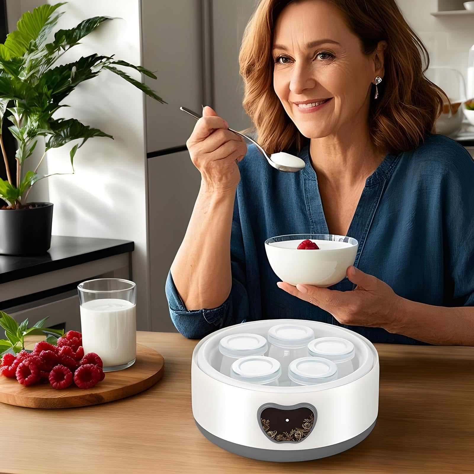 Yaourtière Électrique Cuve En 1,2 L, Minuterie Et Thermostat Réglables