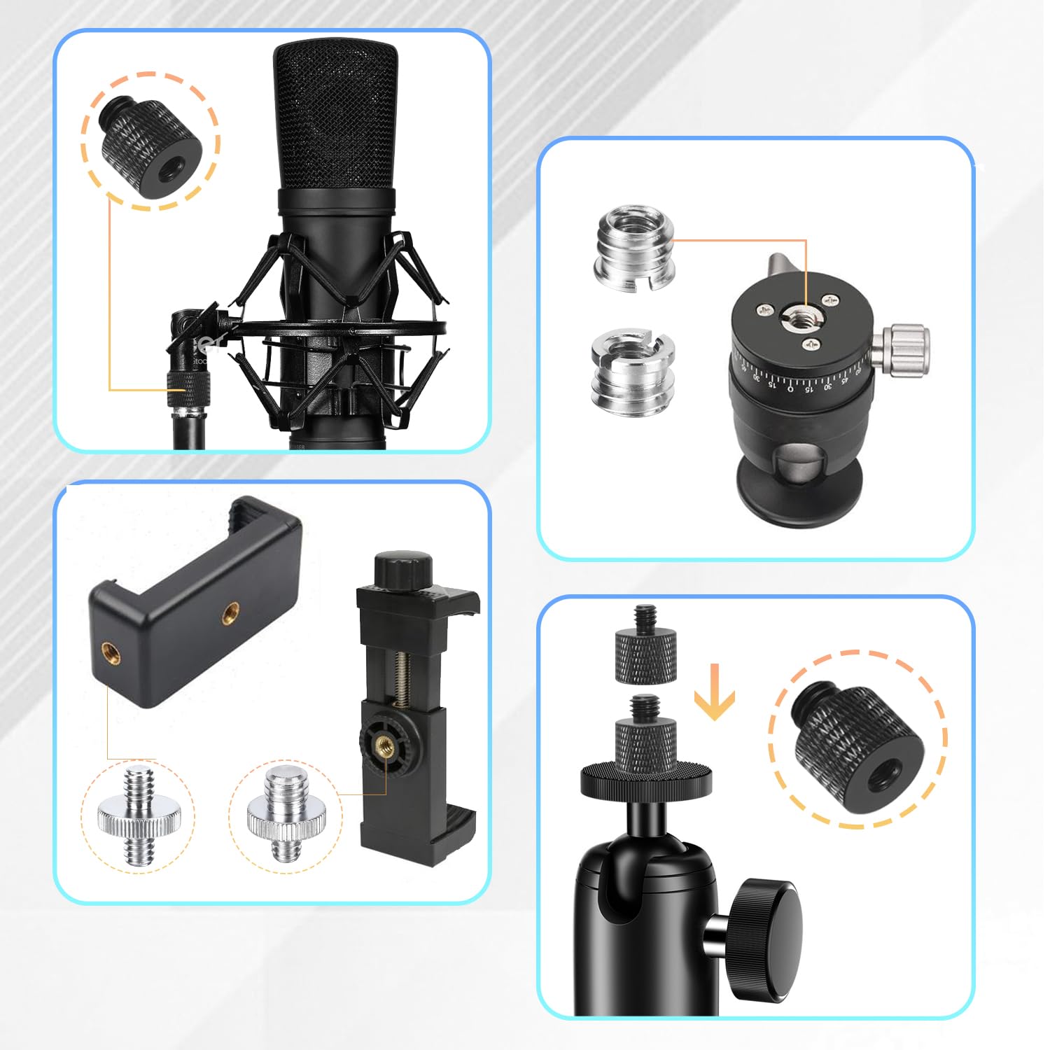 20 stuks camera-schroef-statiefschroefadapter - 1/4 op 3/8 schroef - voor statief, monopod, kogelkop, lichtstandaard - adapter voor statiefkop, mannelijke schroefdraad