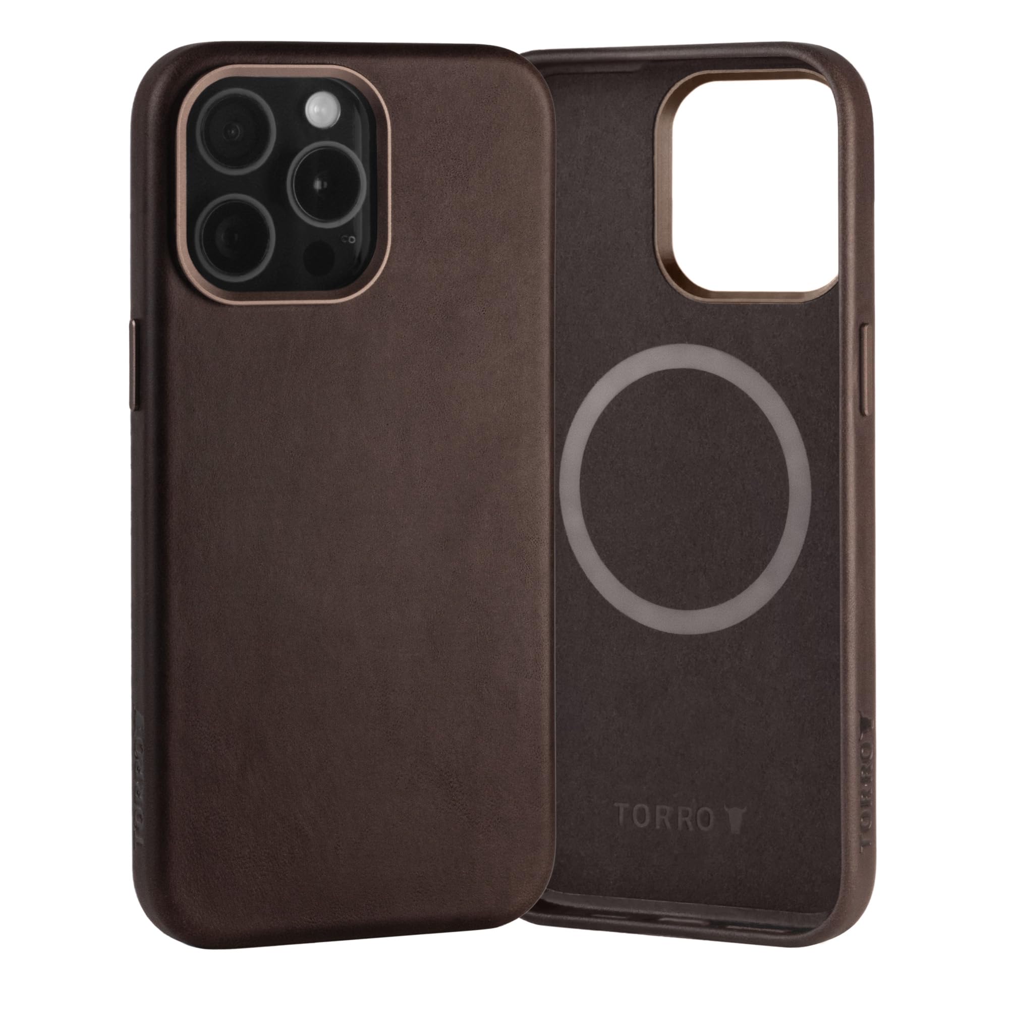 TORRO Case Compatible with iPhone 15 Pro Max – Premium Leather MagSafe Compatible, Slim Bumper Case (Dark Brown)