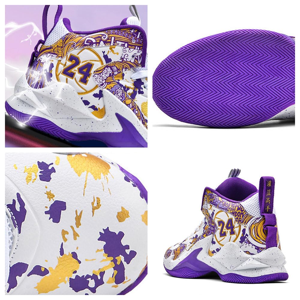 Hixingo Zapatos de Baloncesto Hombre Mujeres, Graffiti Zapatillas de Baloncesto Niño Zapatillas de Deporte de Caña Alta Unisex Zapatillas Sneakers Antideslizantes Zapatos Casuales Cómodos 35-45 EU