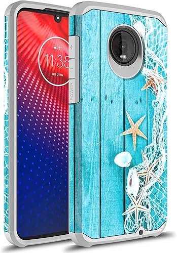 Rosebono - Funda compatible con Motorola Moto Z4 Z4, delgada, híbrida de doble capa, a prueba de golpes, con gráficos coloridos, funda para