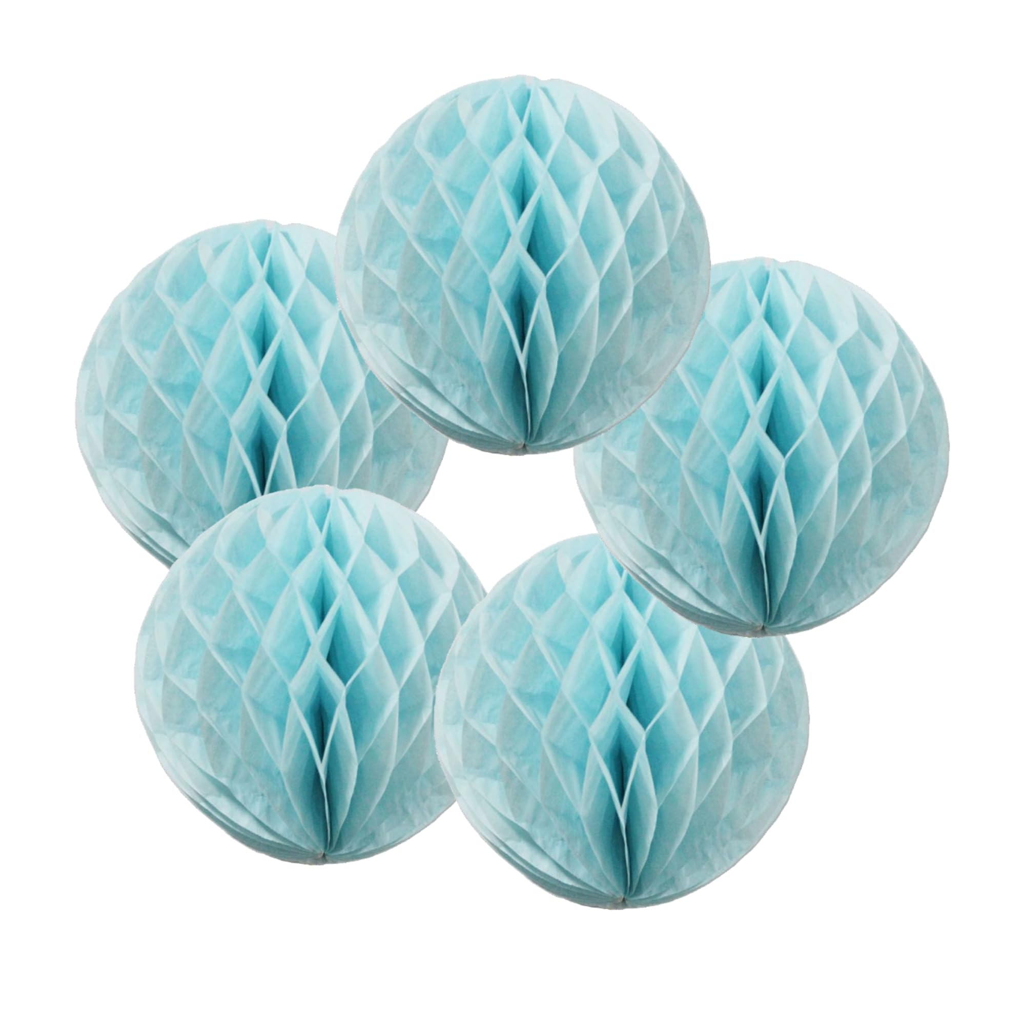 SrchJoy Honeycomb Paper Ball Party Decorations Pack of 5 Tissue Pom Poms Flower Ball Garland Birthday Baby Shower Wedding Party Decor (Light Blue, 5 Pcs - 4" (10cm))