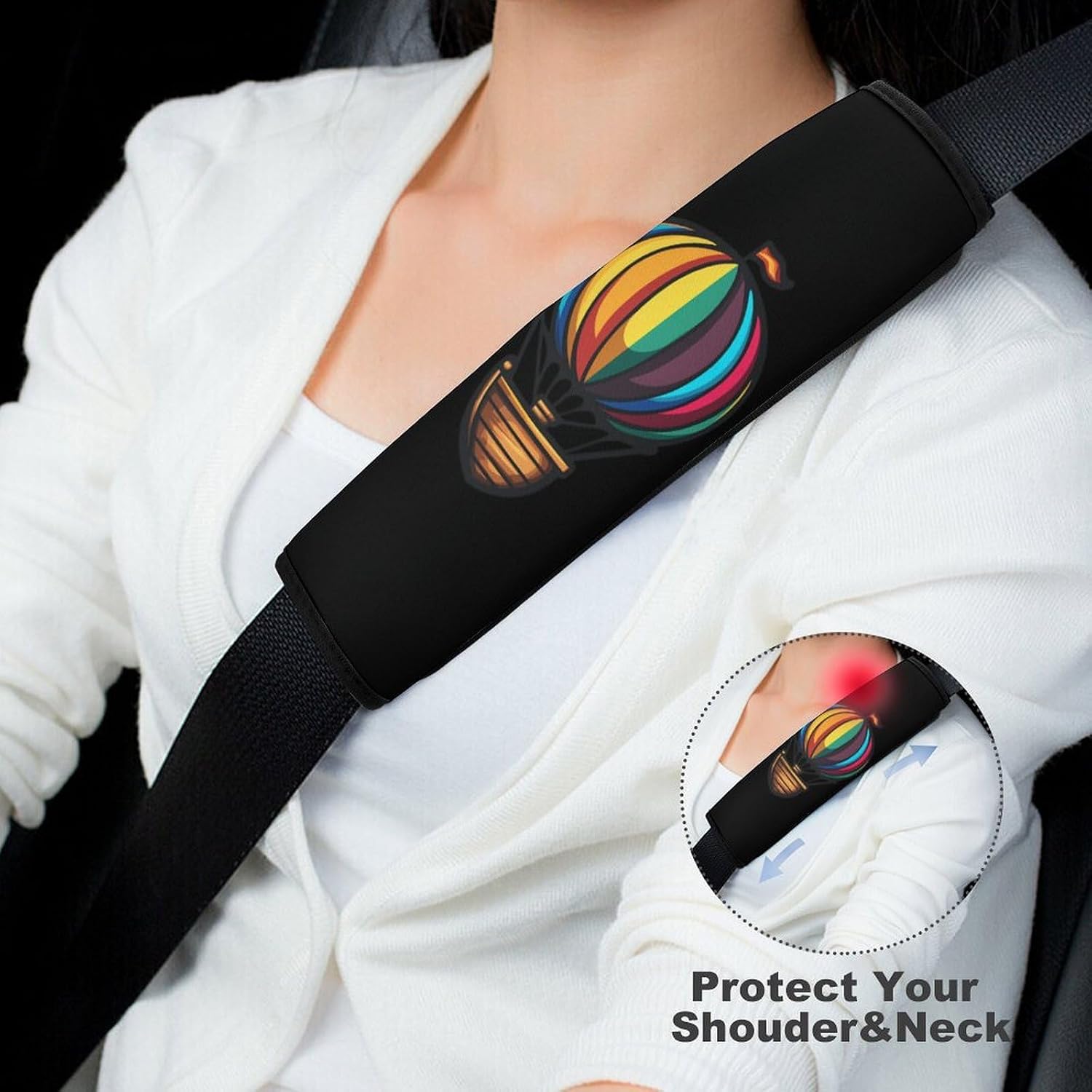 Hot Air Balloons Car Seat Strap Covers Soft Seat Strap Shoulder Pads Seatbelt Covers for All Car Seats 1PCS
