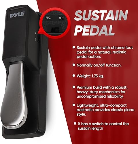 Miniatura 5 de Pyle, Piano electrónico portátil digital musical para karaoke, incluye funda resistente al agua, soporte para teclado, pedal de sostenimiento y