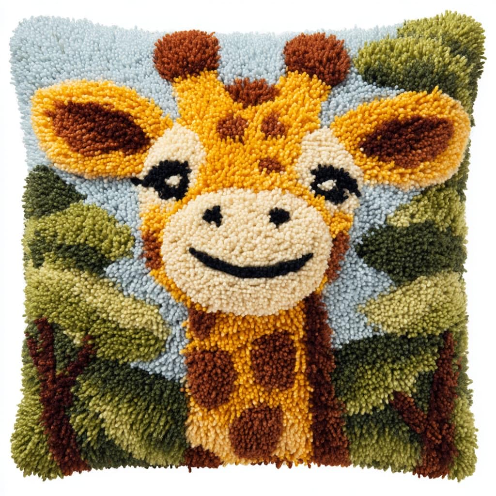 WallustrioaW Latch Hook Cushion Kits for Adults,Animal Giraffe