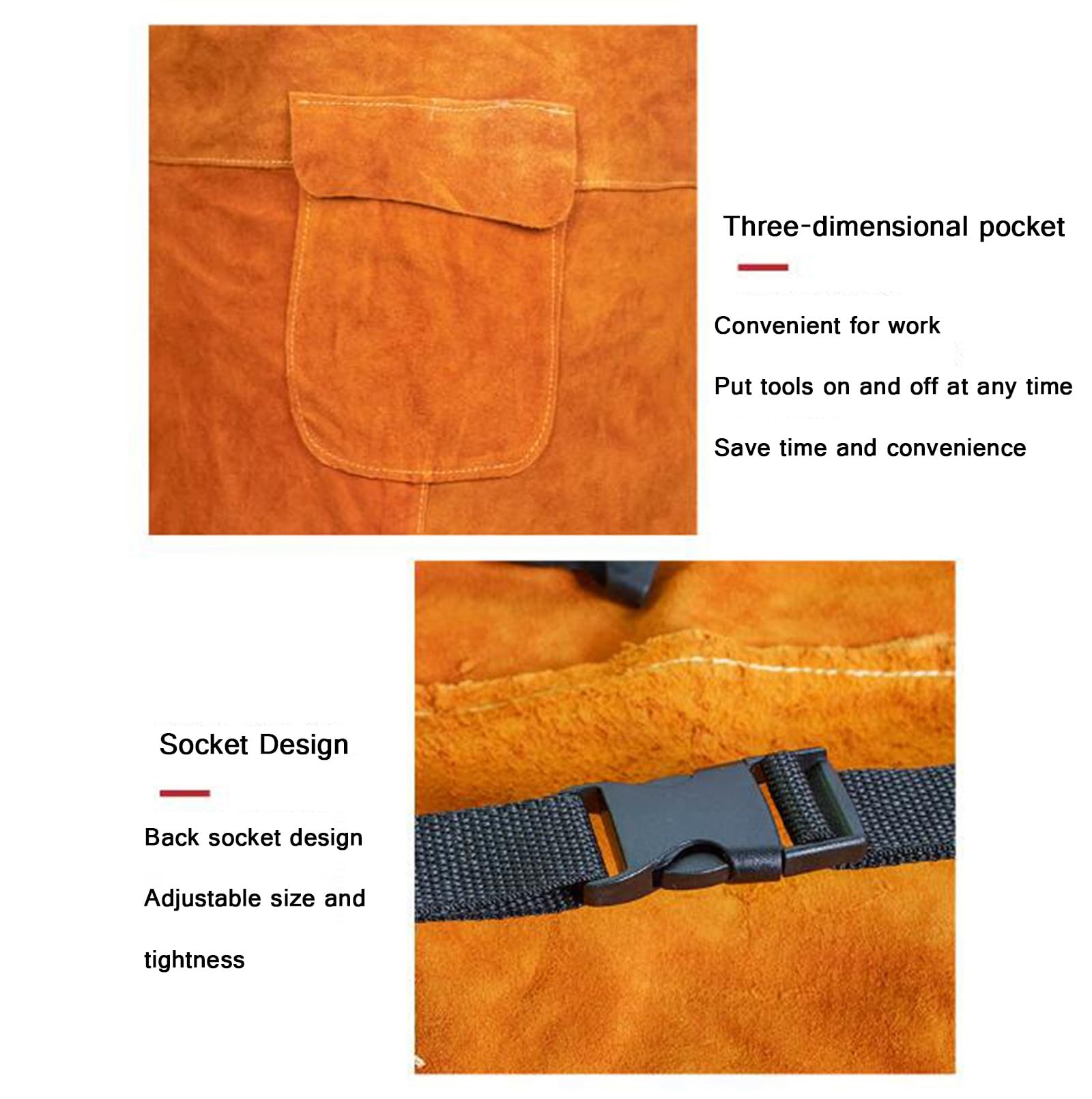 FaroLy Delantal de Soldador de Cuero con Manga, Calor Resistente a la Llama Weld Coat, Chaqueta de Soldadura de Alta Resistencia Abrigo para Hombres Mujeres