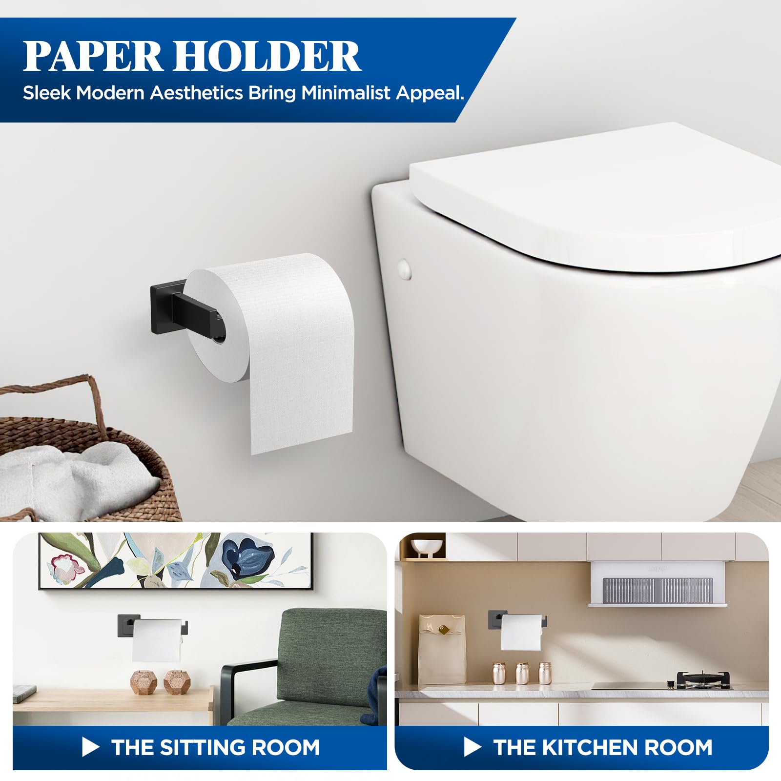 10-Pieces Matte Black Bathroom Accessories Set 16 Inch Bath Towel Bar Set SUS 304 Stainless Steel Bathroom Hardware — view 6