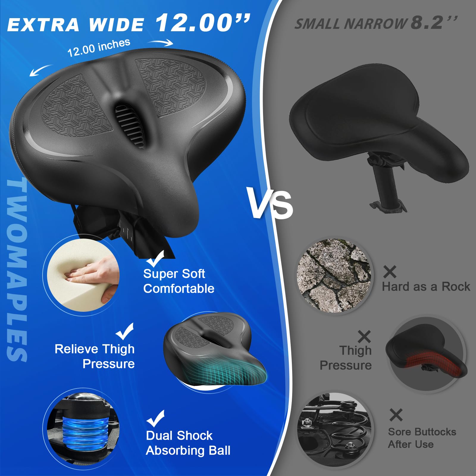 Sella per bicicletta, per donne e uomini, extra comfort, ampia, sovradimensionata, comoda, per bici Peloton, adatta per cyclette, bici elettriche, mountain bike, bici da crociera