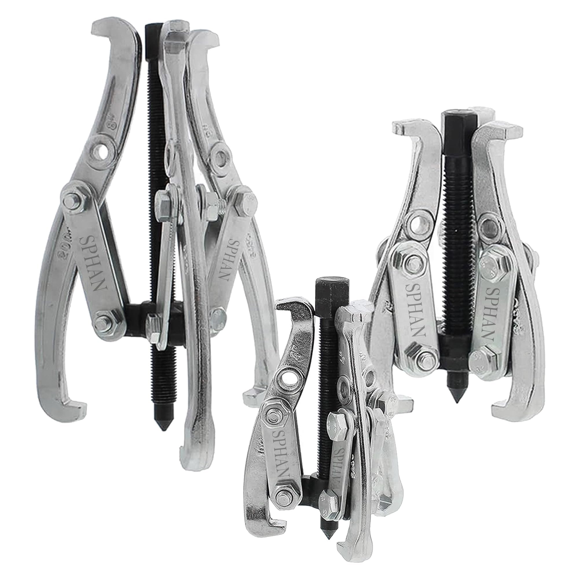 Motor Tech - Juego de extractor de engranajes de 3, 4, 6, 8 pulgadas, 3 mandíbulas, para extracción de ruedas de engranaje de polea, extractor de polea resistente con mandíbulas reversibles, kit de
