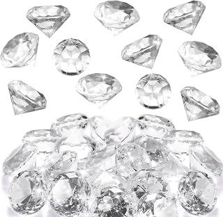 Zomiboo 16 Pcs Acrylic Diamond Large Gems Pirate Round Treasure Acrylic Gemstones Toy Gems Diamond Shaped Gemstones for Home Vase Fillers Party Decor (Clear,1.57 x 1.06 Inches)
