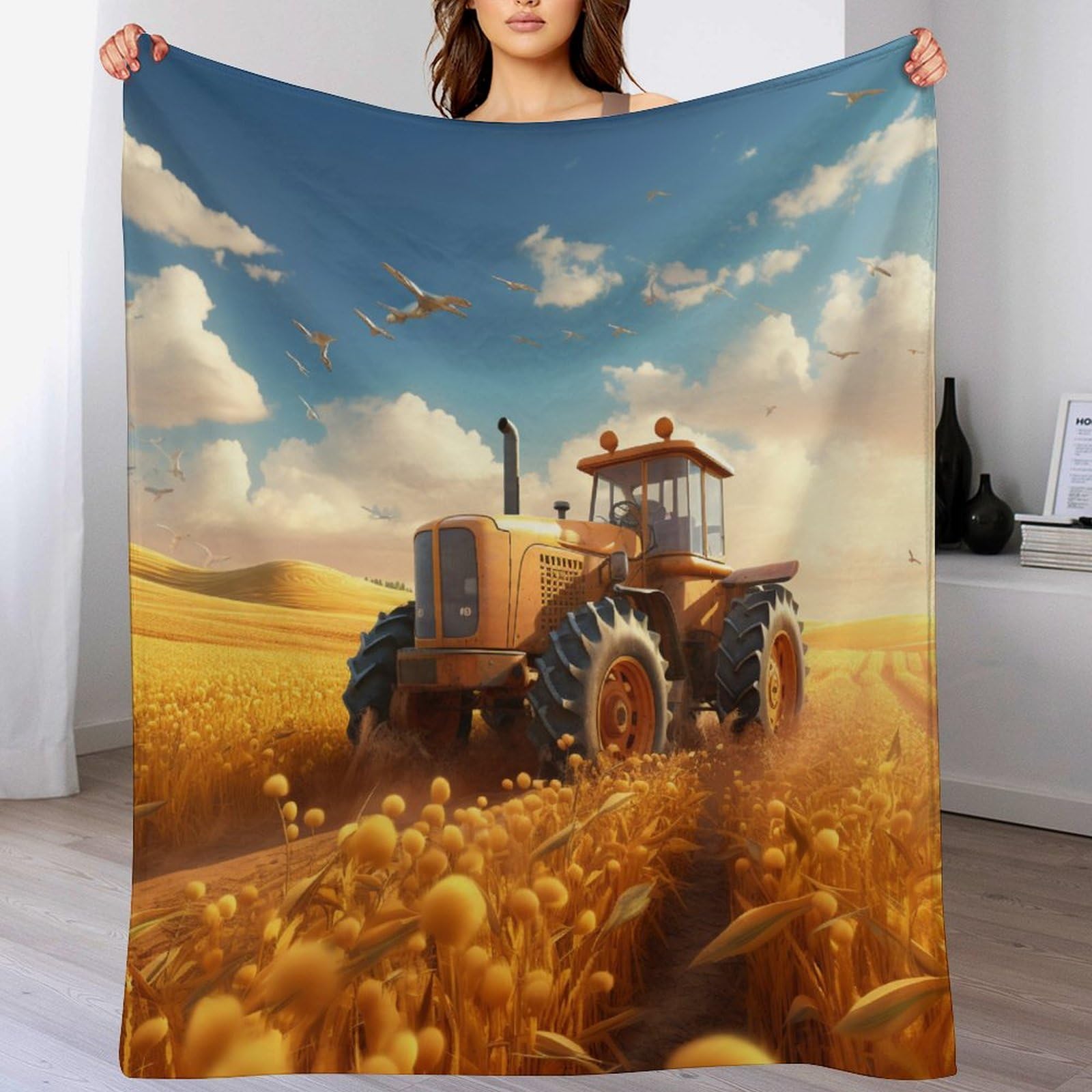 Couverture polaire tracteur super douce, idée cadeau enfant pour lit