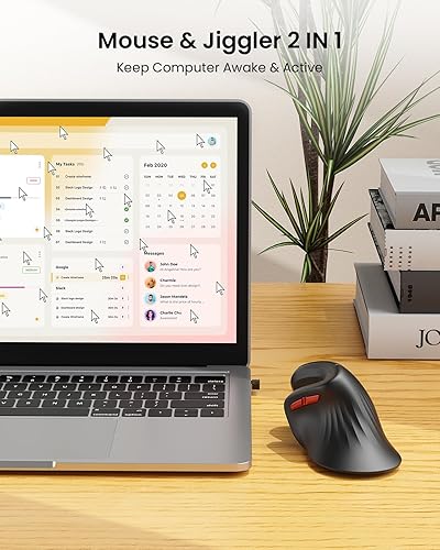 Miniatura 5 de seenda Ratón vertical ergonómico con Jiggler  Bluetooth + 2.4G USB multidispositivo, mouse inalámbrico Ergo, motor de mouse Jiggler para