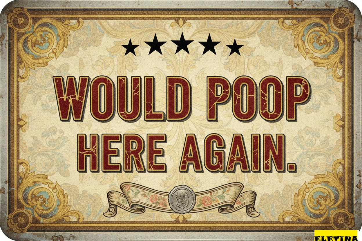 Personalized Sign for Man Cave Funny Five Star Rating Would Poop Here Again Tin Wall Decor Indoor Outhouse Bathroom Door Art 8x12 Inch Private Property Decorative