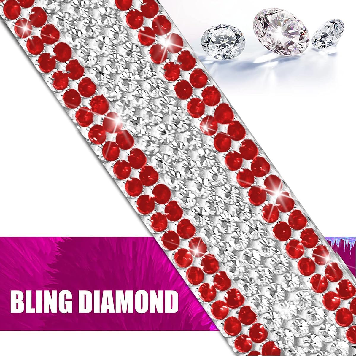 Mandark 8PCS Rhinestone Door Handle and Cup Stickers, Red/White image 3