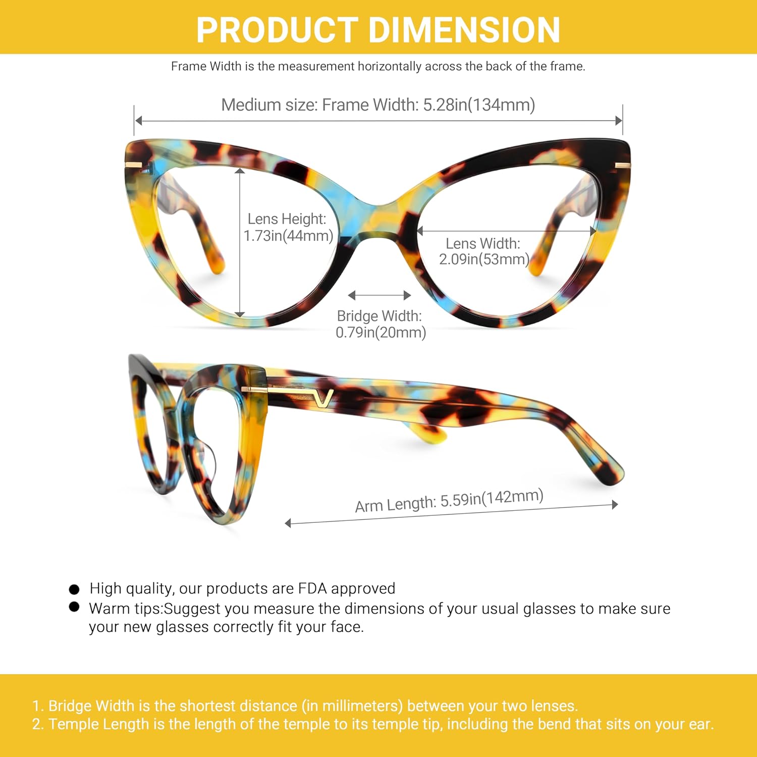 VOOGLAM Cateye Blue Glasses for Women Anti Eyestrain Dry Eyes Computer Phone TV Eyewear Veromca