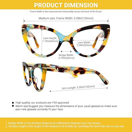 Miniatura 5 de VOOGLAM Cateye - Gafas azules para mujer, antifatiga ocular, ojos secos, computadora, teléfono, TV, gafas Veromca